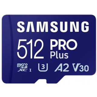 Samsung PRO Plus 512GB MicroSD U3 Class 10+SD adapter